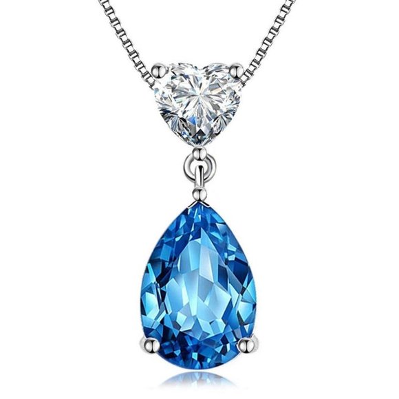 Aquamarine Teardrop Pendant Necklace - Picture 4 of 5